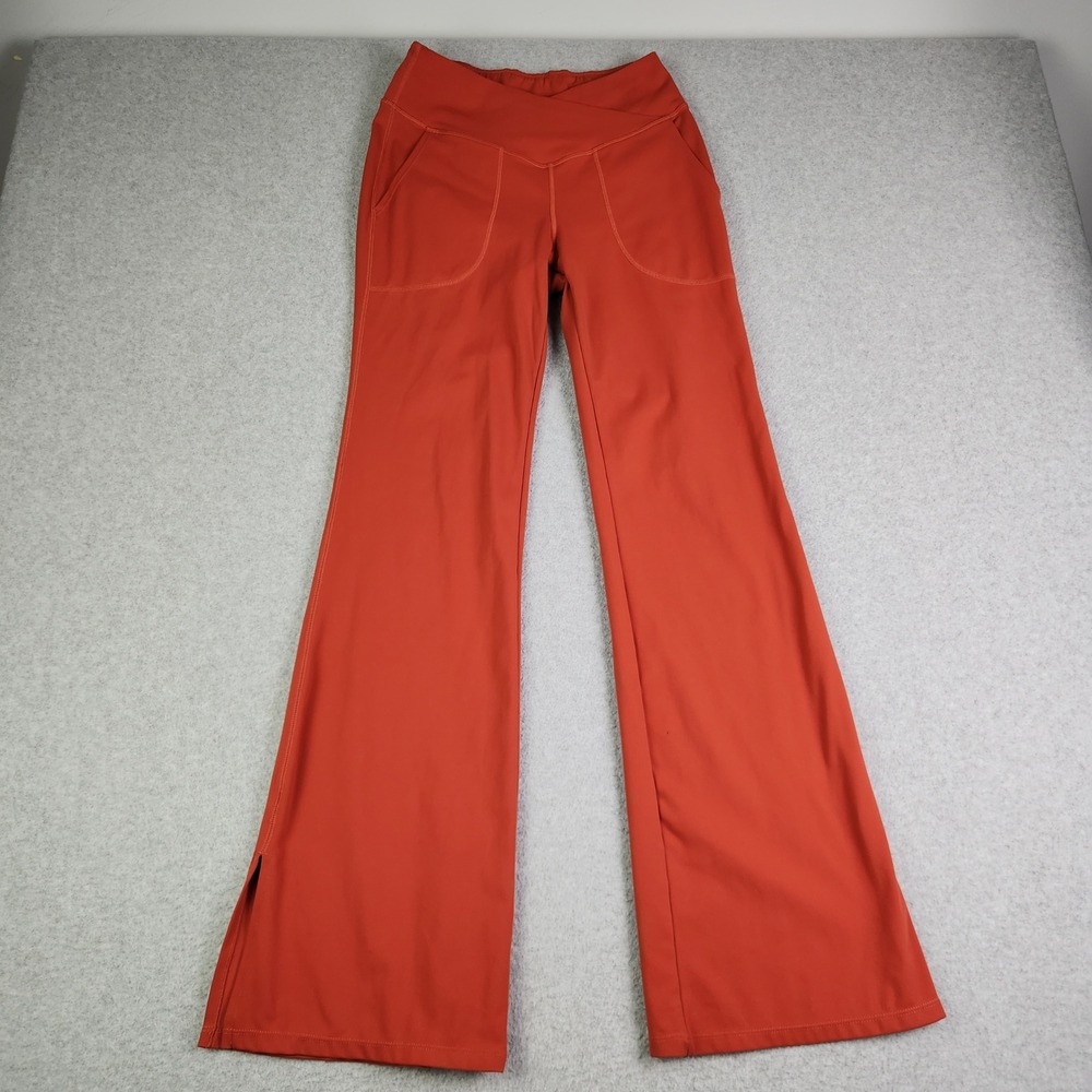 Womens Yoga Pants Medium Rust Orange Gym Crossover Waist Flare Leg Activewear‎